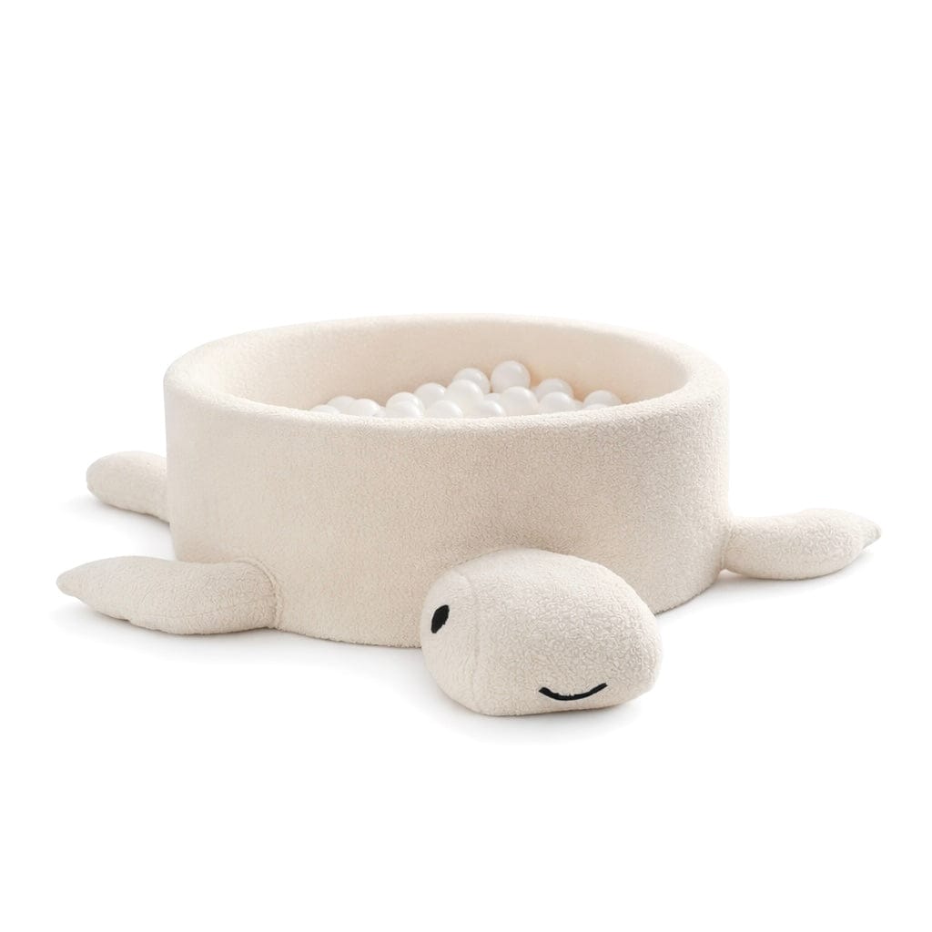 Meowbaby Basen z Kulkami dla Dziecka - Żółw | Piłki do wyboru | Cheesecake Cream Beige | Boucle