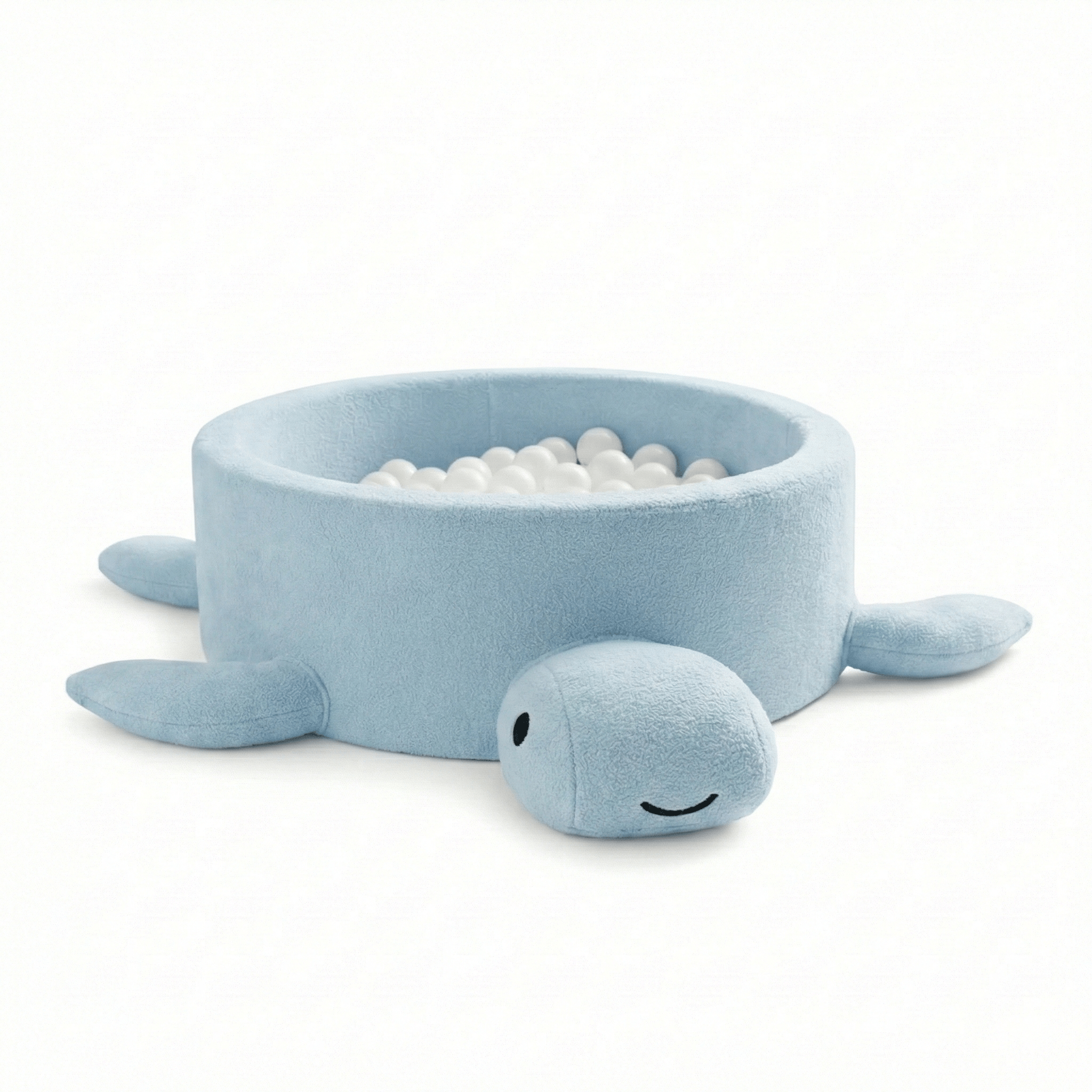 Meowbaby Basen z Kulkami dla Dziecka - Żółw | Piłki do wyboru | Dusty Ice Blue | Boucle