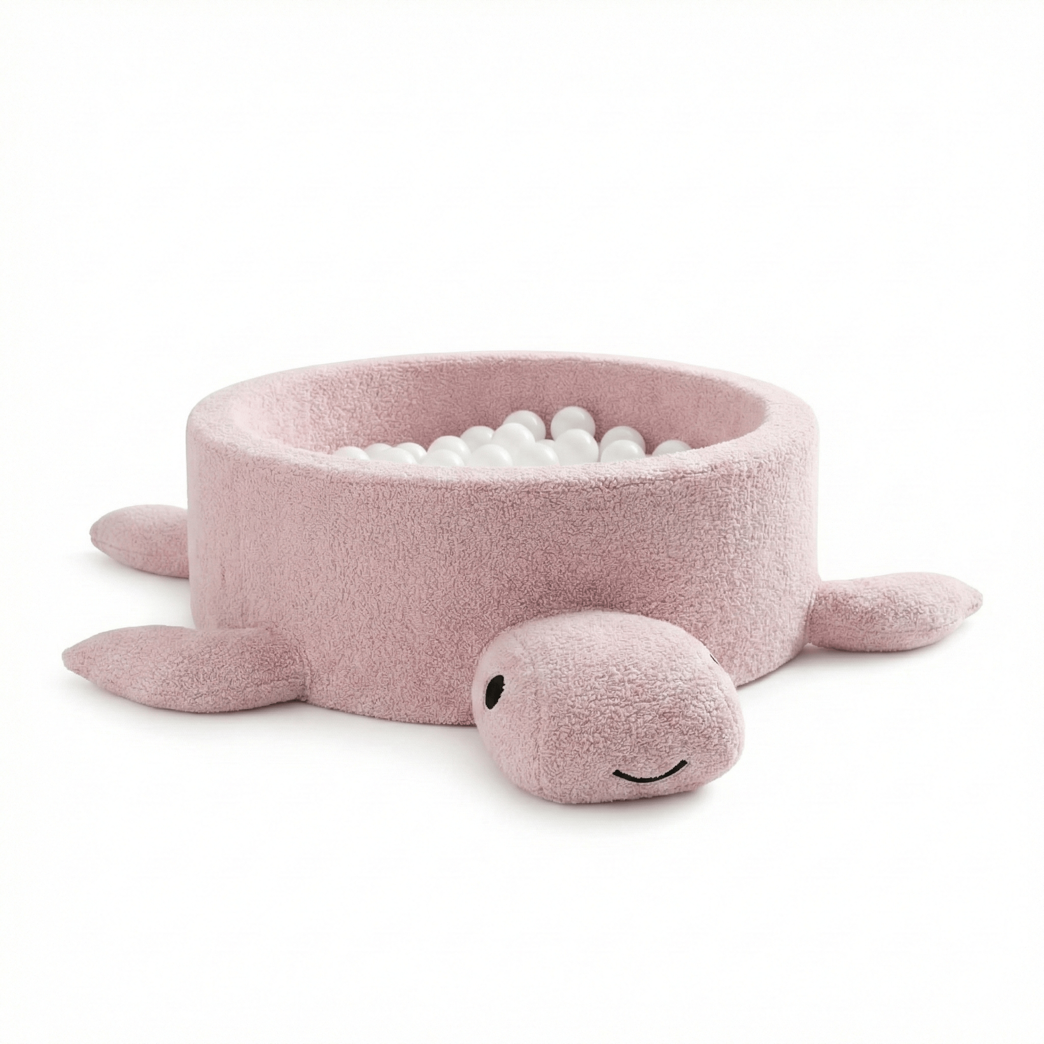 Meowbaby Basen z Kulkami dla Dziecka - Żółw | Piłki do wyboru | Raspberry Glaze Pink | Boucle
