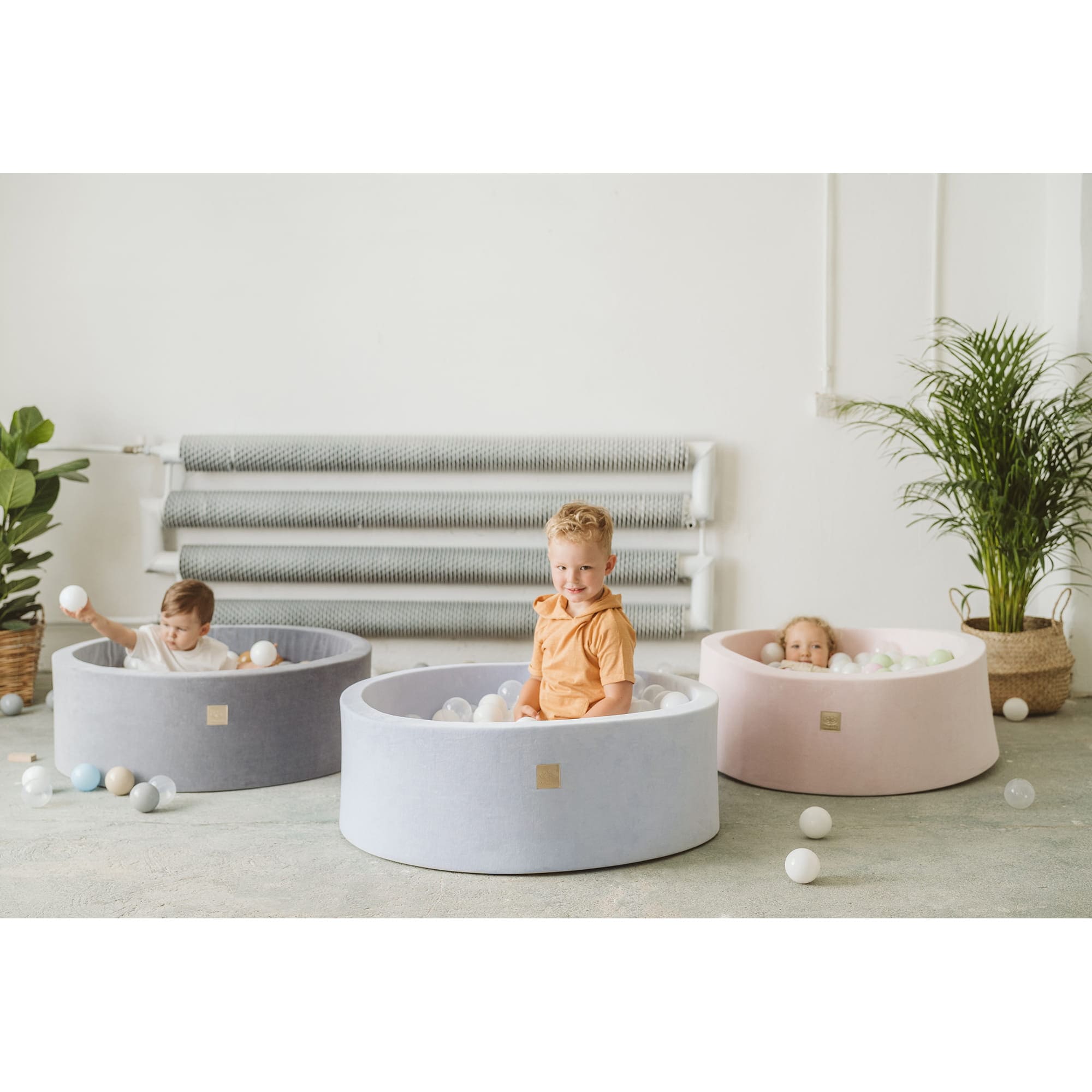 Meowbaby Cotton Jasnoszary - Basen z Kulkami dla Dzieci | Piłki do Wyboru