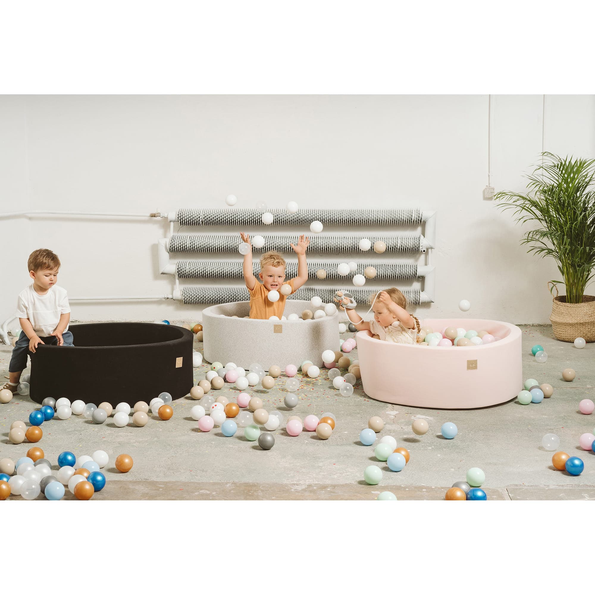 Meowbaby Cotton Jasnoszary - Basen z Kulkami dla Dzieci | Piłki do Wyboru