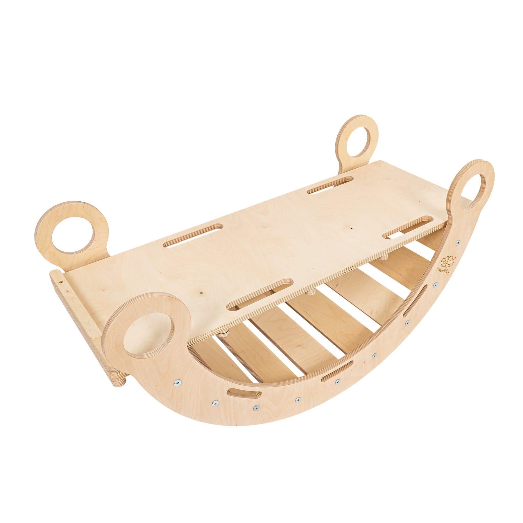 Meowbaby Dream Rocker Naturalny - Drewniany Bujak Montessori dla Dzieci