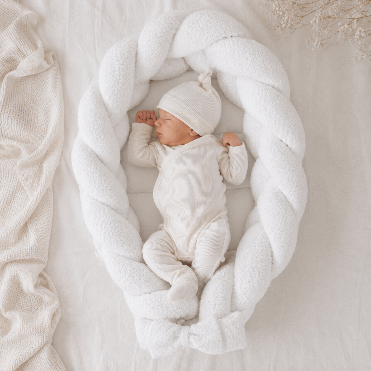 Meowbaby Kokon Niemowlęcy z Warkoczem Ochronnym – Mata do Zabawy | Boucle