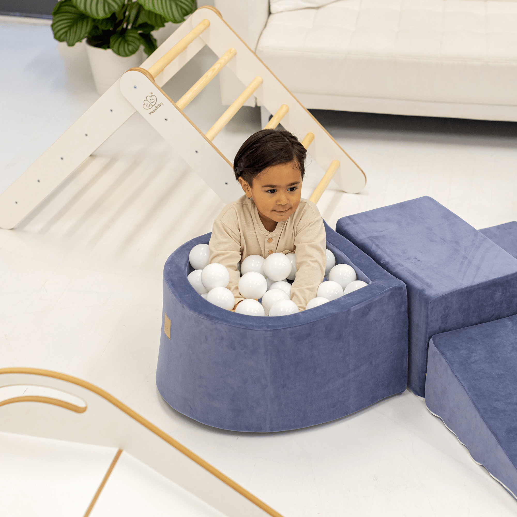 Meowbaby Piankowy Plac Zabaw dla Dzieci | Z Małym Basenem z Kulkami | Szałwiowa Zieleń | Velvet