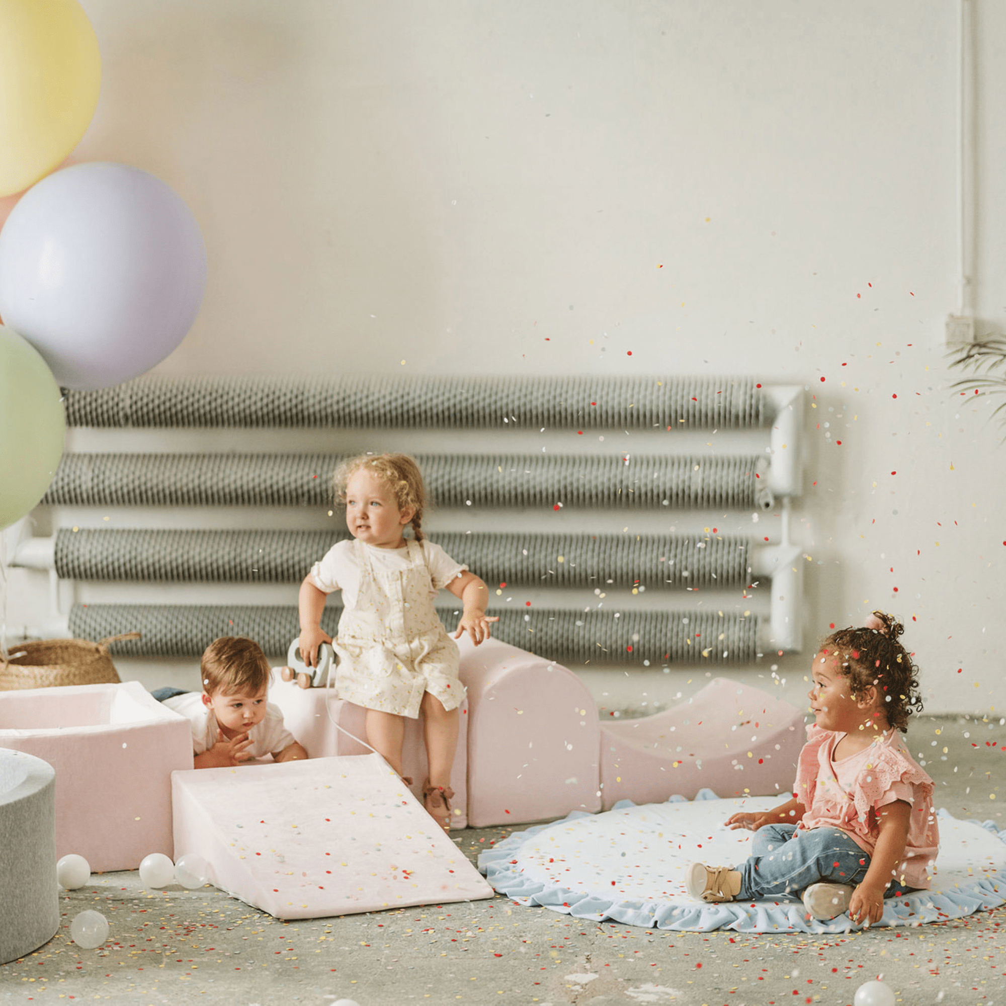 Meowbaby Piankowy Plac Zabaw dla Dzieci | Z Małym Basenem z Kulkami | Szałwiowa Zieleń | Velvet