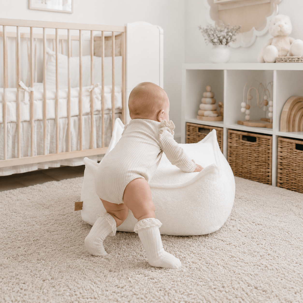 Meowbaby Pufa dla Dziecka - Kwadratowa | Boucle