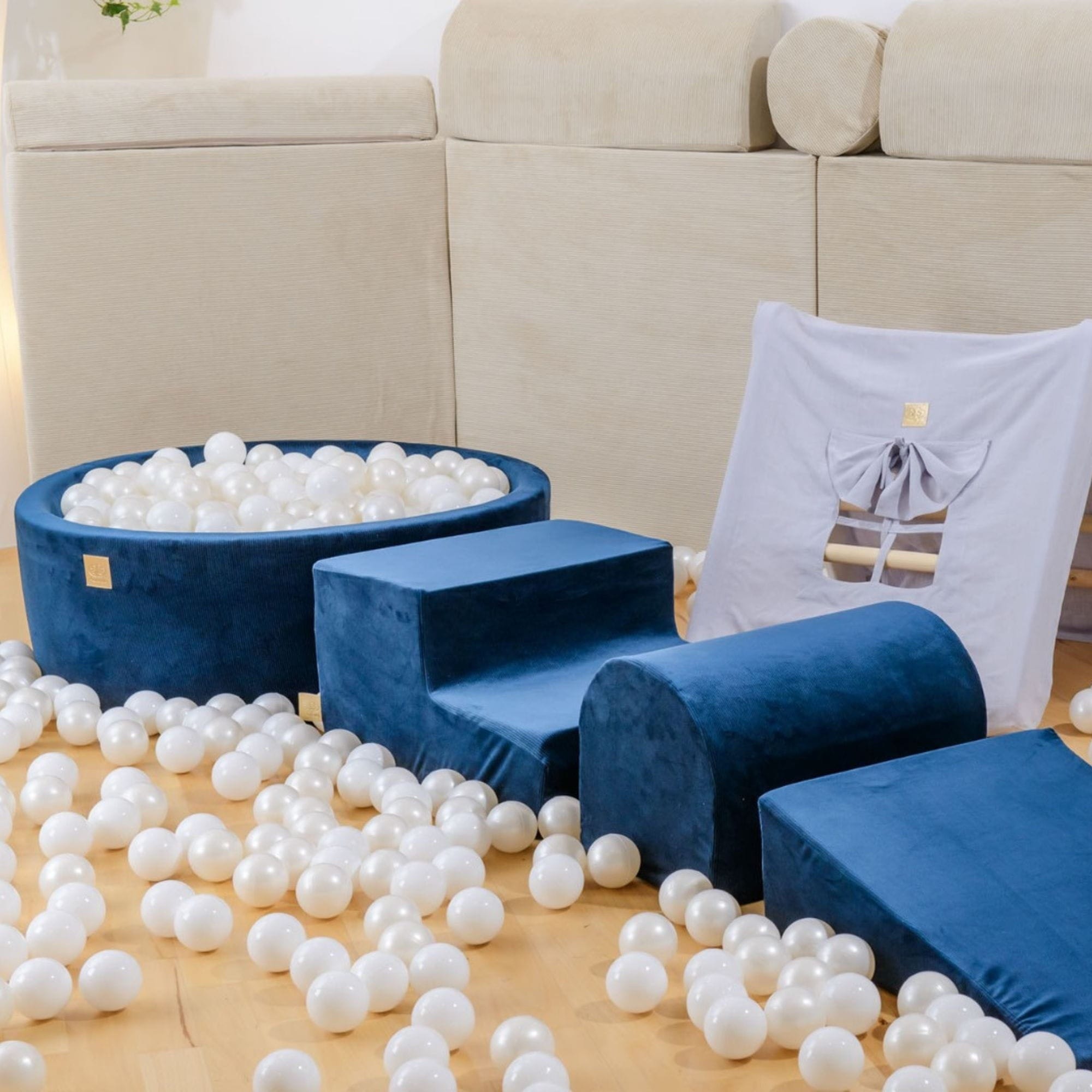 Meowbaby Sztruks Morelowy - Piankowy Plac Zabaw dla Dzieci | Z Basenem z Kulkami