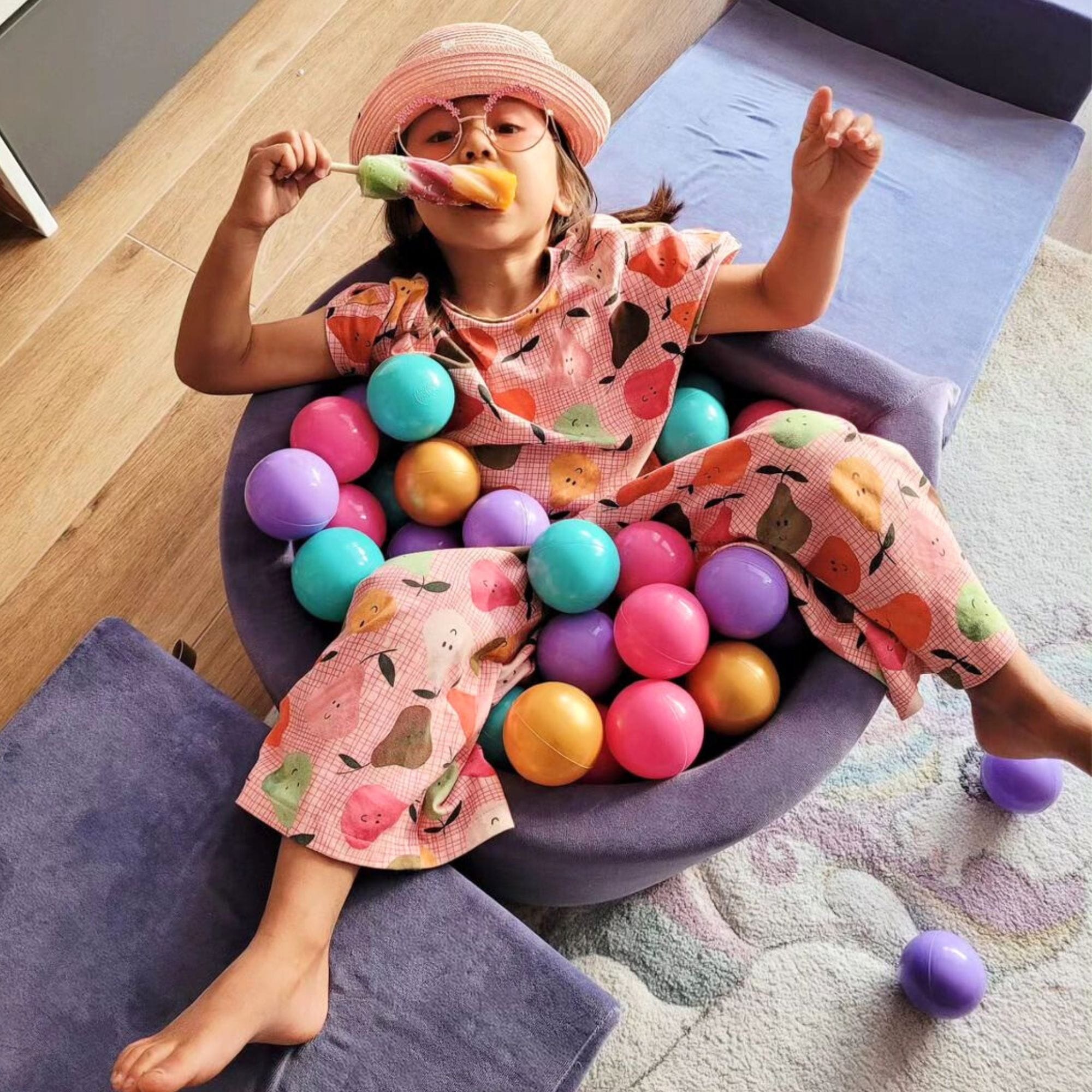 Meowbaby Velvet Magenta - Piankowy Plac Zabaw dla Dzieci | Z Małym Basenem z Kulkami