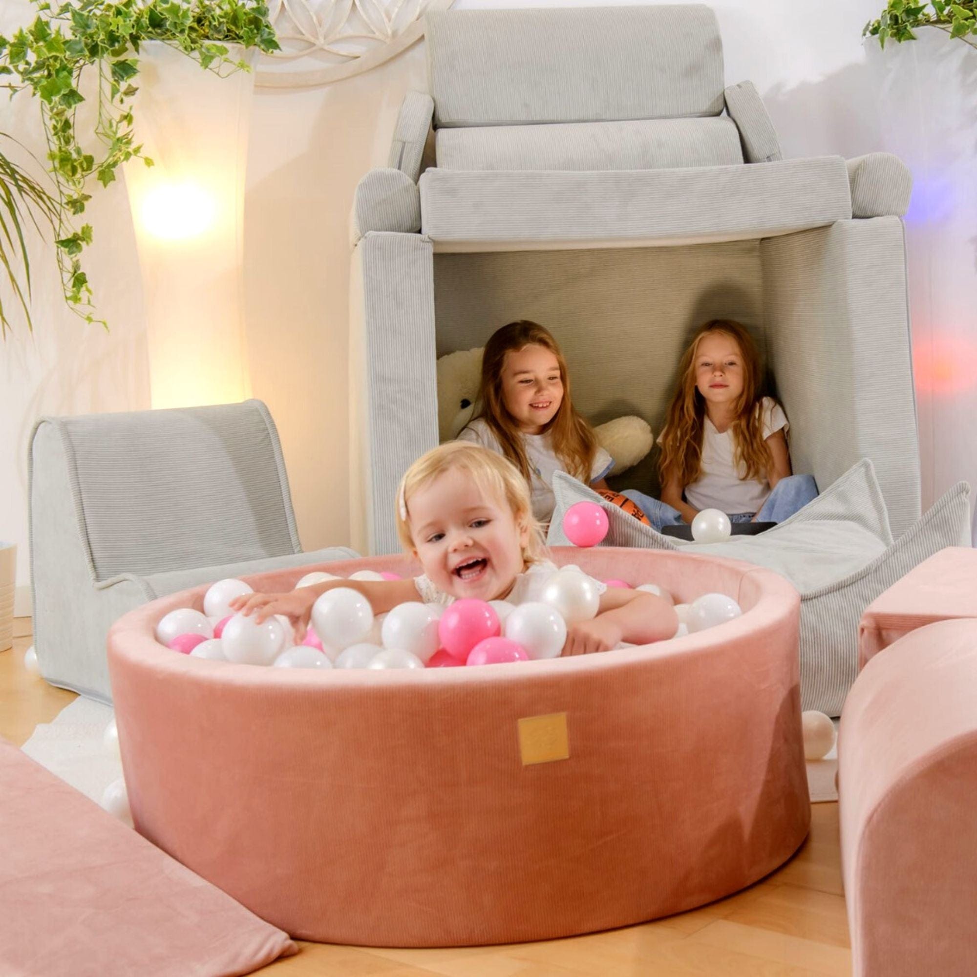 Meowbaby Velvet Sztruks Piaskowy - Basen z Kulkami dla Dzieci