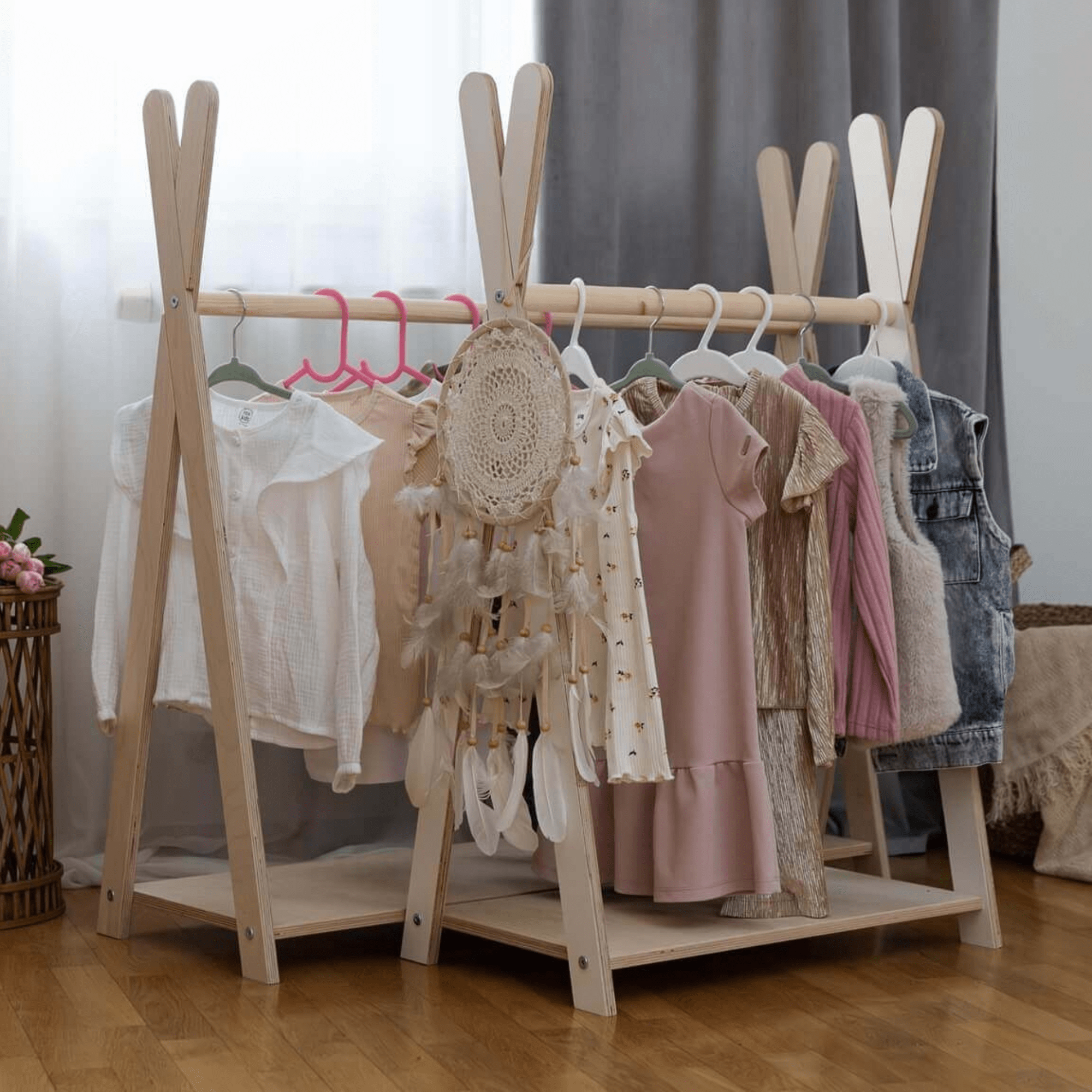 Meowbaby Wieszak na Ubranka dla Dzieci - Tipi Hanger | Drewniany