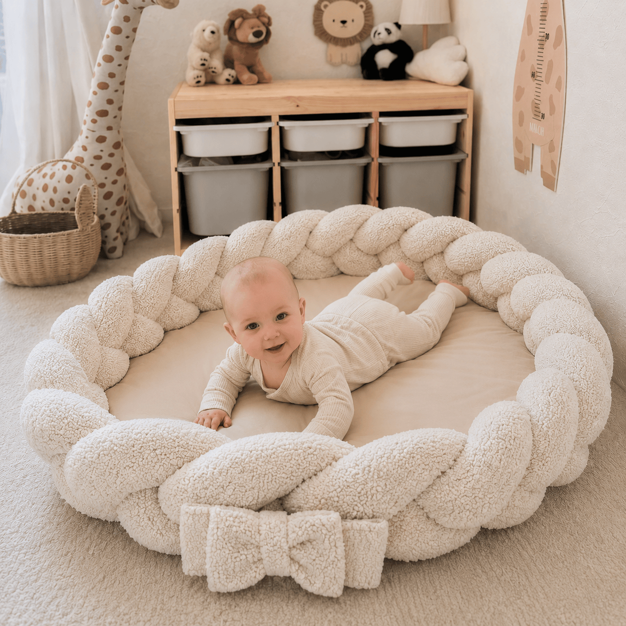 Meowbaby Kokon Niemowlęcy z Warkoczem Ochronnym - Mata do Zabawy | Bearly