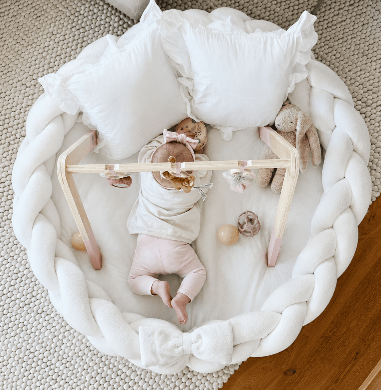 Meowbaby Kokon Niemowlęcy z Warkoczem Ochronnym - Mata do Zabawy | Boucle