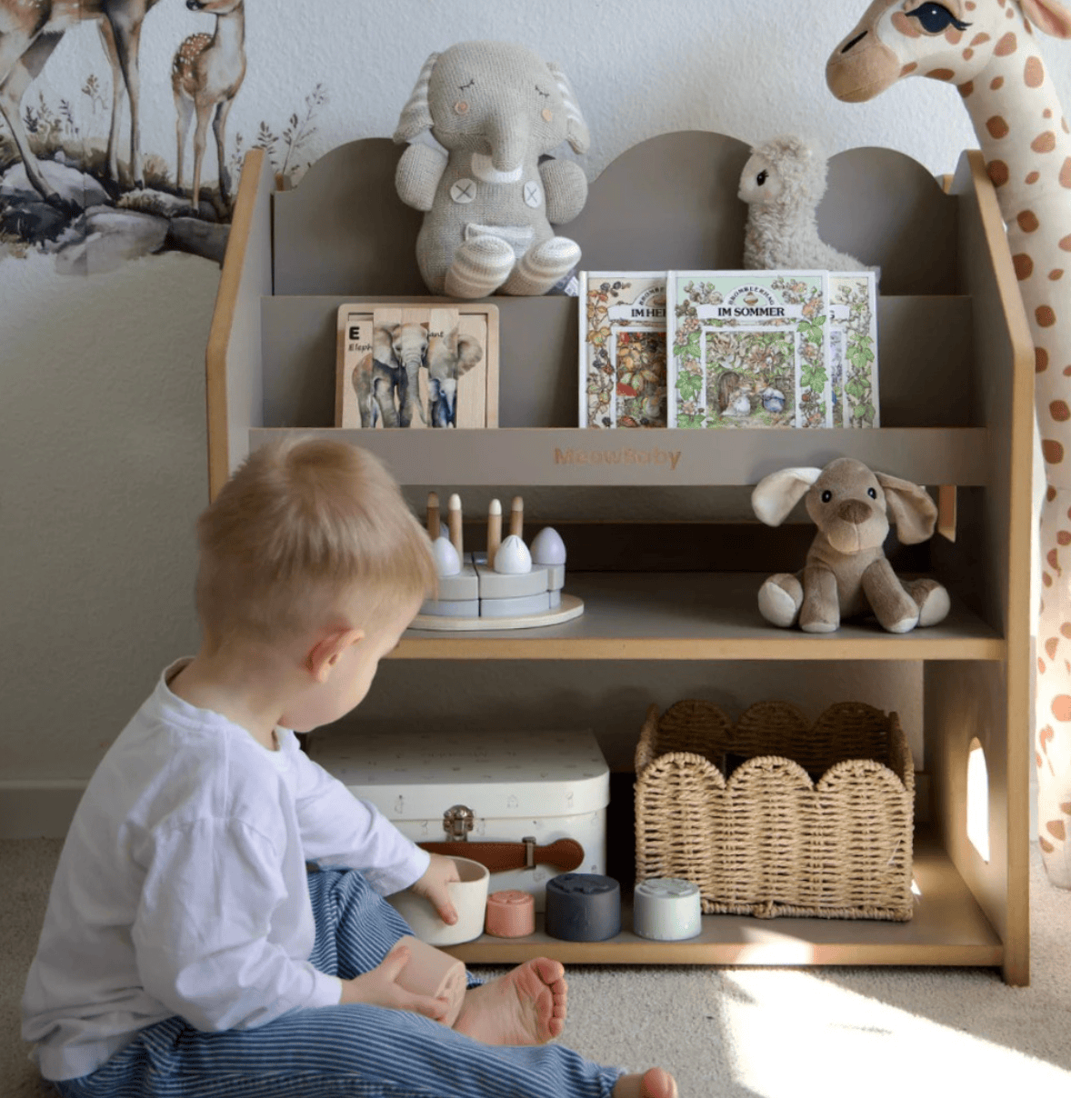 Meowbaby MeowBaby Biblioteczka Montessori – Regał Domek na Książki MDF