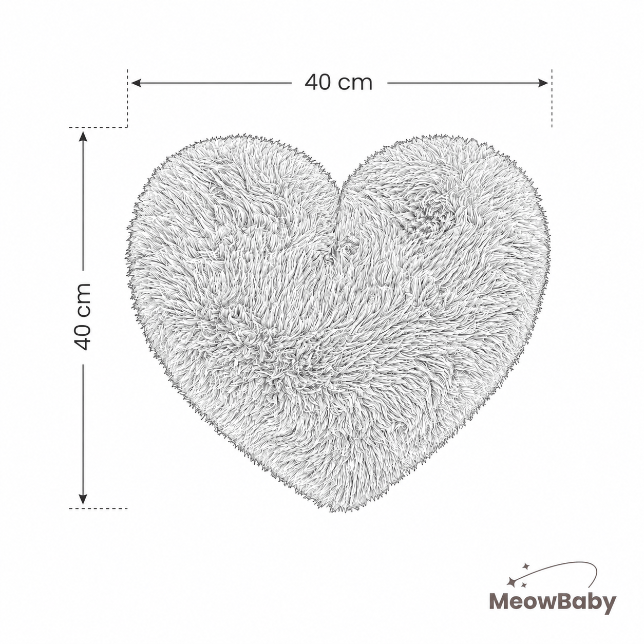 Meowbaby Poduszka Dekoracyjna dla Dzieci Serce Furry Heart - Miękka i Stylowa | Mammoth