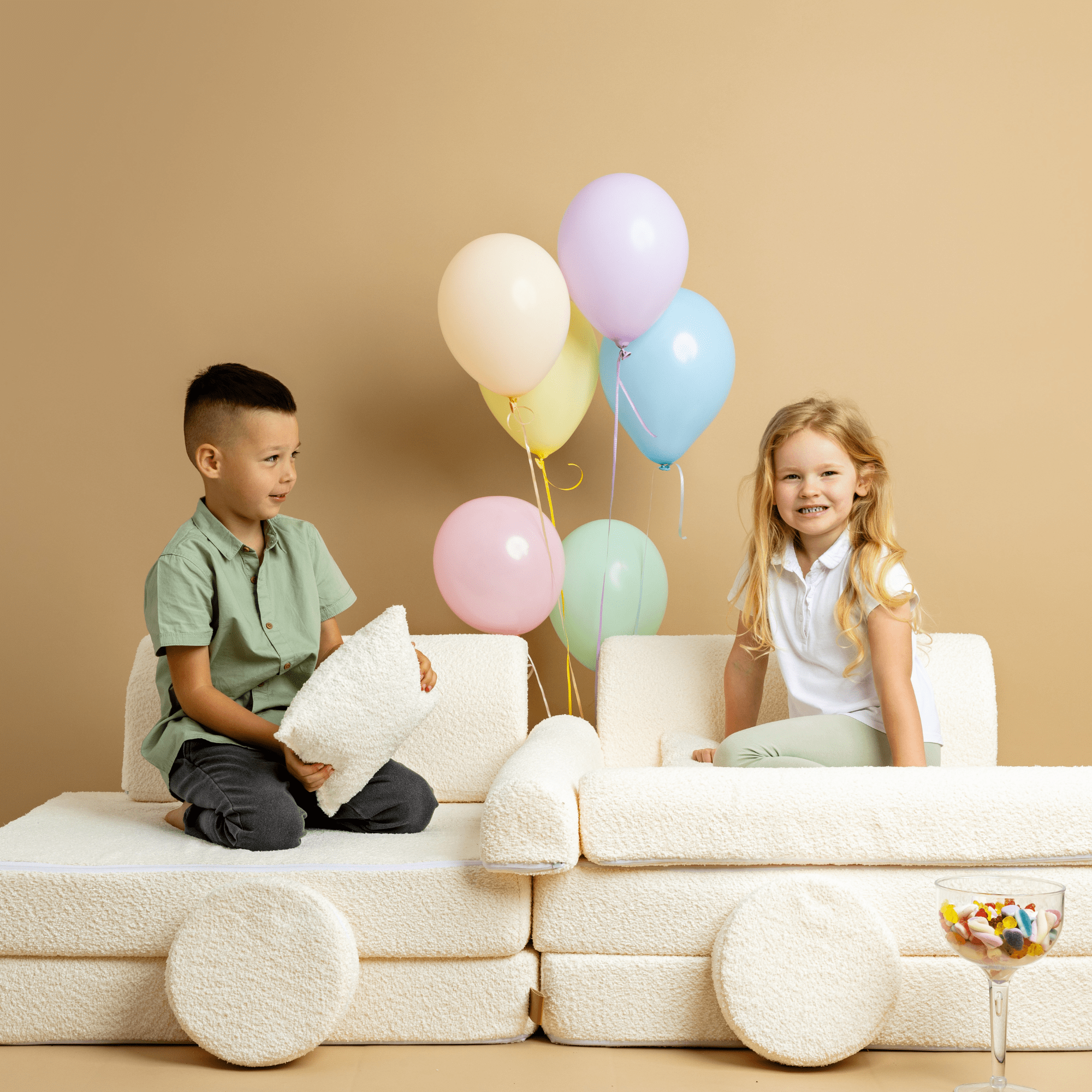 Meowbaby Sofa Modułowa dla Dziecka Basic - 4 Elementy | Boucle