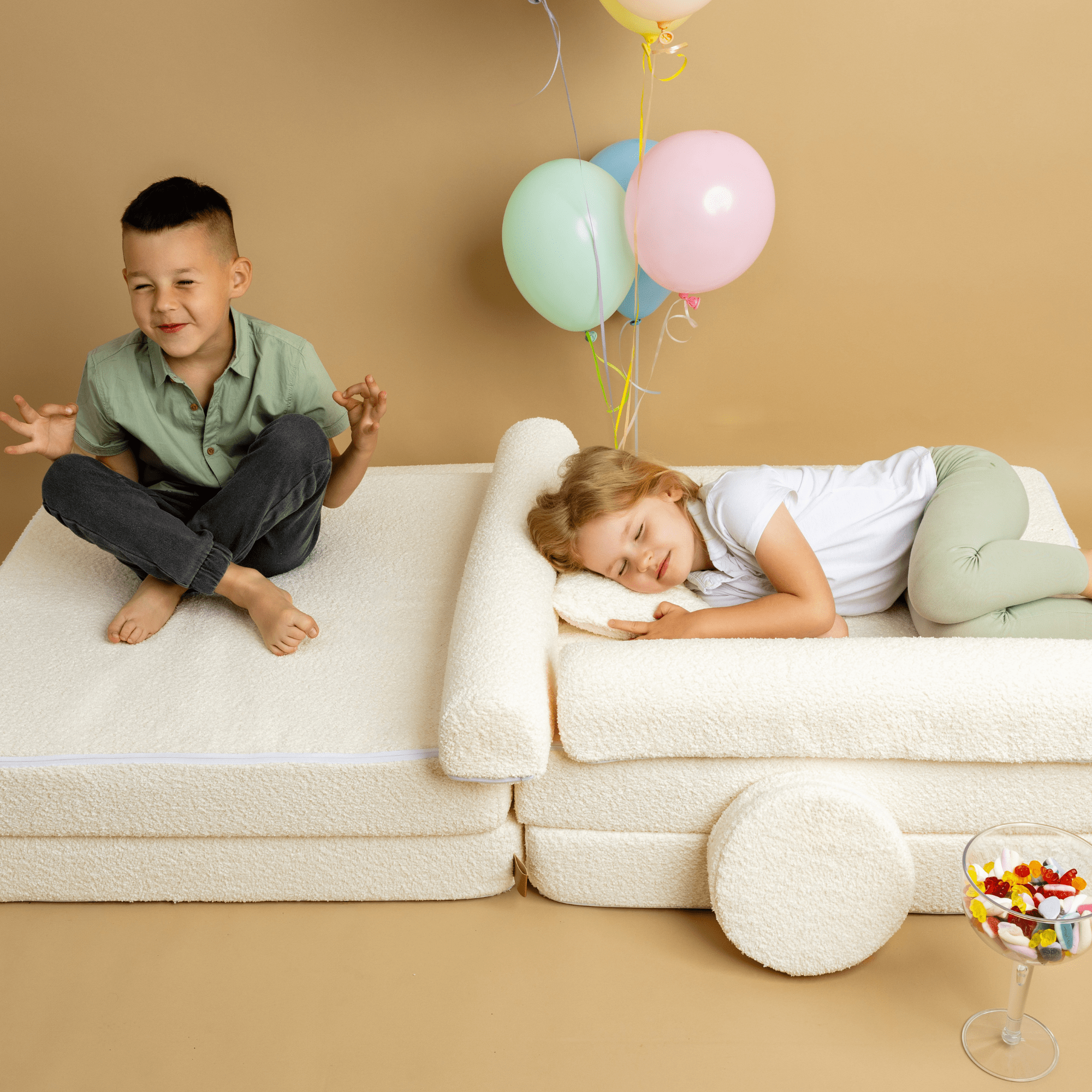 Meowbaby Sofa Modułowa dla Dziecka Basic - 4 Elementy | Boucle