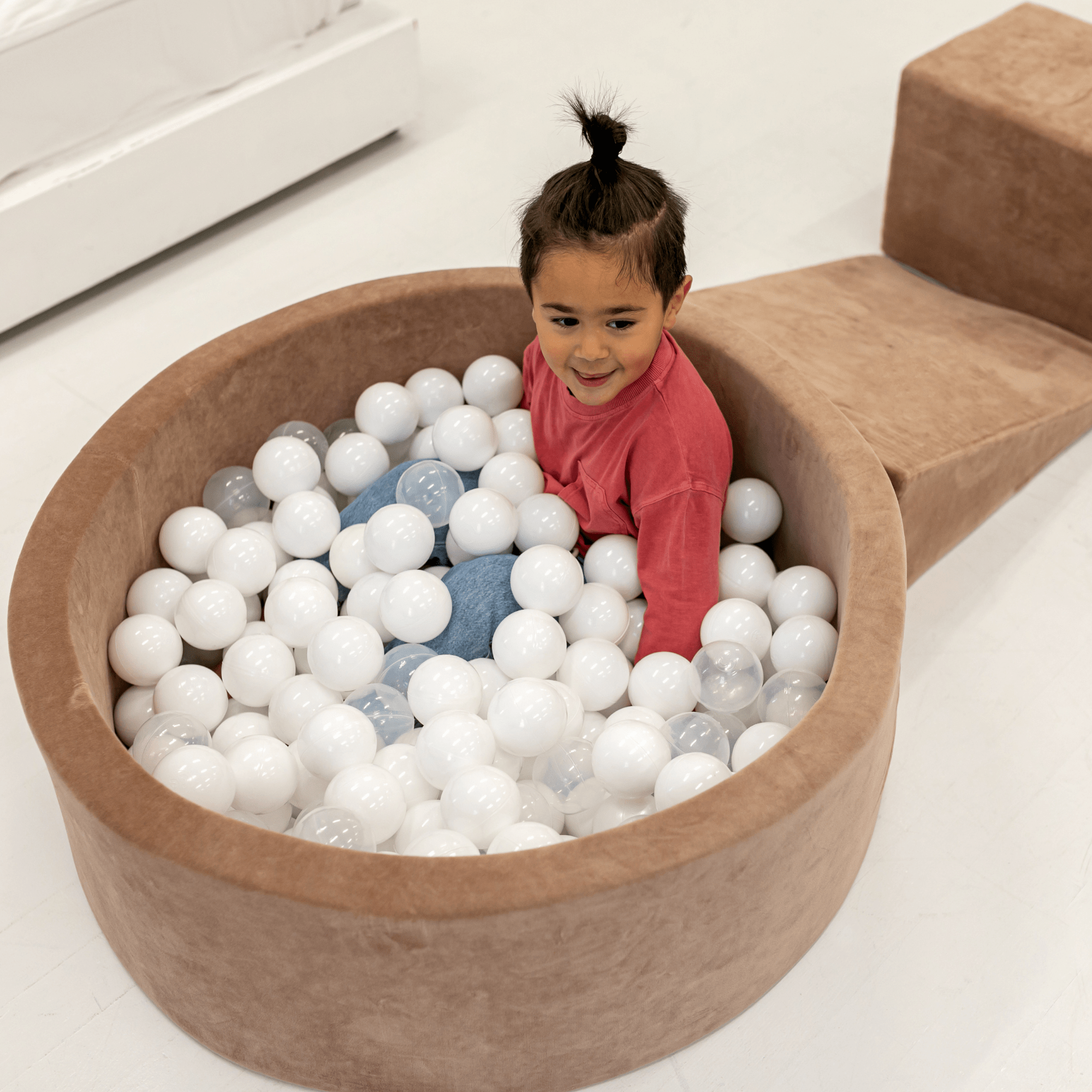 Meowbaby Sztruks Morelowy - Piankowy Plac Zabaw dla Dzieci | Z Basenem z Kulkami